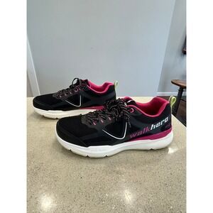 WalkHero Ladies Arch Support Fit Black Pink Athletic Sneakers Shoes Size 10.5